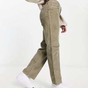 HOLLISTER CALIFORNIA HIGH-RISE DAD PANTS Grey Wide Wale Corduroy 5R 27W